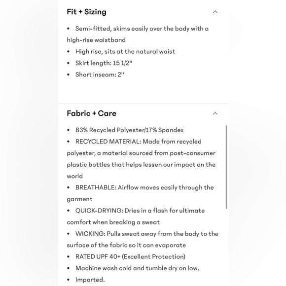 NWT Athleta Ace Advantage 15 1/2” White Skort Size Large. - Picture 8 of 8